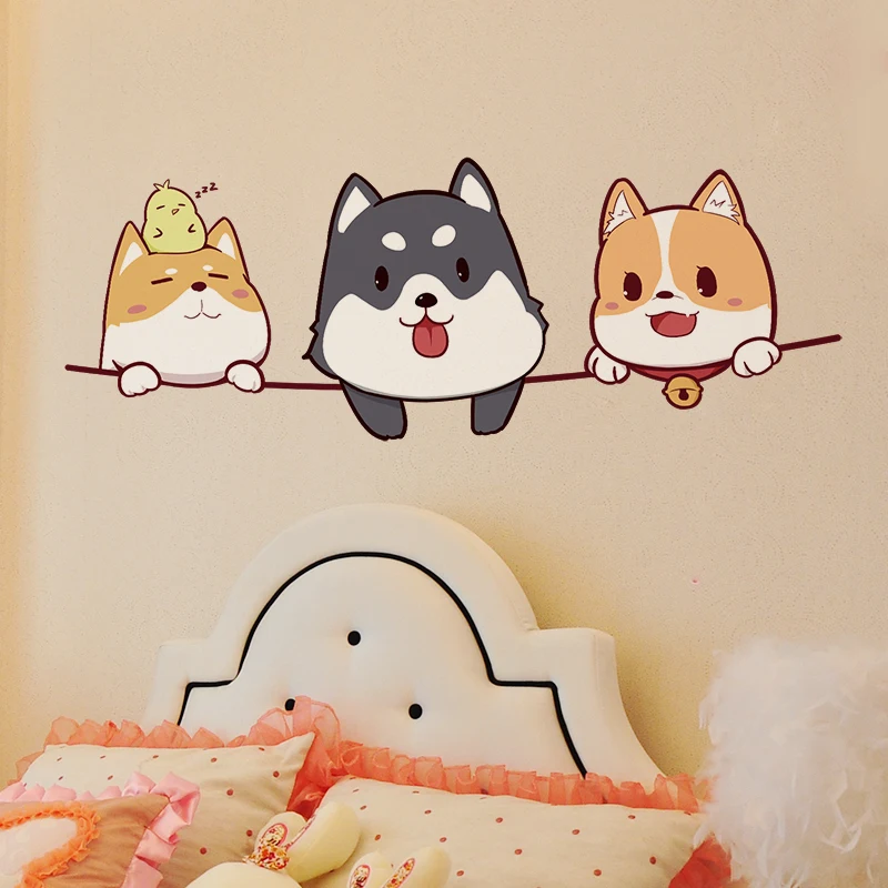 [Shijuekongjian] Мультяшные настенные наклейки с собаками DIY животными для детской