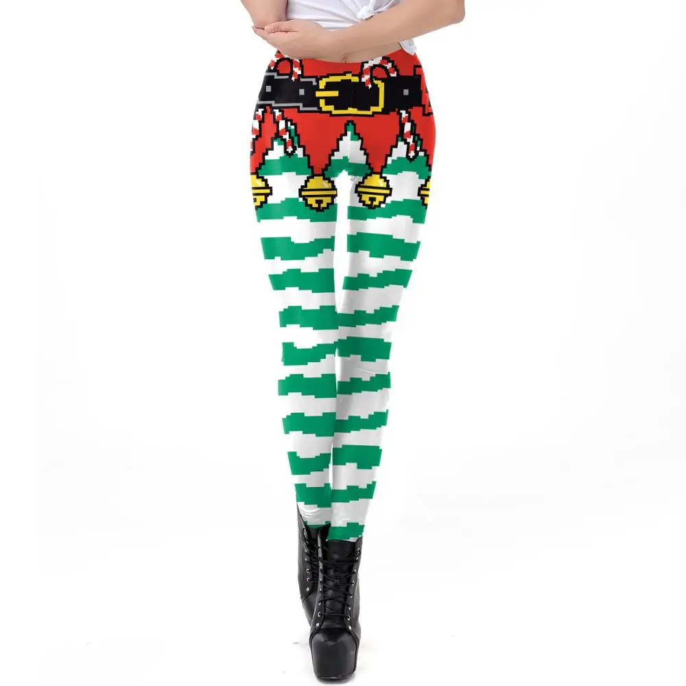 Штаны с рождественским принтом, модные рождественские леггинсы с 3D цифровой печатью, забавные сексуальные эластичные штаны с принтом Санта-Клауса для костюмированной вечеринки - Цвет: 18
