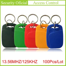 2-в-1 двухчастотный доступа Управление ключ карты 100 шт. RFID тег 13,56 МГц 12,56 KHZ бесконтактный считыватель карт композитный брелок IC ID карты