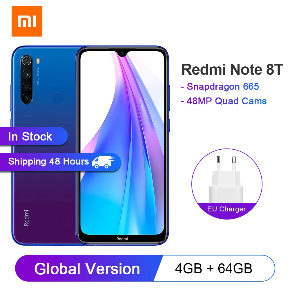 В наличии глобальная версия смартфона Xiaomi Redmi Note 8 T 4 Гб 64 ГБ мобильный телефон с