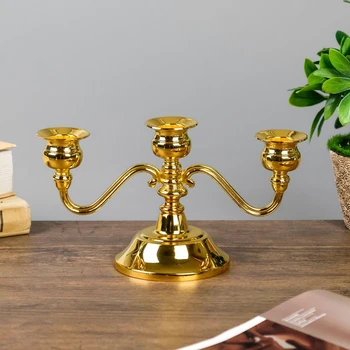 

Metal candlestick for 3 candles "Smooth lines" gold color 12x22x9.5 cm 3714219