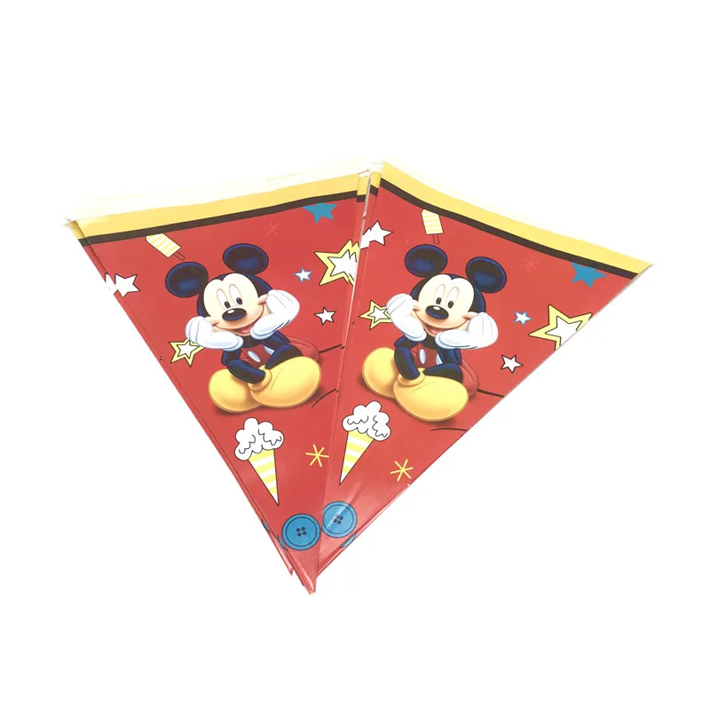 Banner-10pcs Микки Маус тематическая бумажная посуда для детей день рождения Принадлежности Декор воздушные шары скатерть тарелка и чашка для вечеринки шляпа флаг салфетки трубочки - Цвет: Banner-10pcs