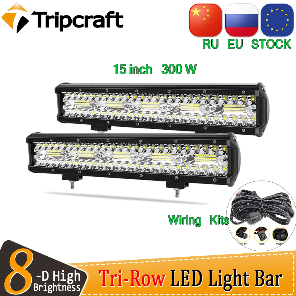 Tripcraft 3 ряда светодиодный бар 2 шт. 15in светильник рабочий 300w комбо для автомобиля