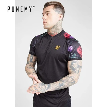 

Men T Shirt Sik Silk Casual Silm Fitness Brand Clothing Streetwear Hip Hop Floral Man Tshirt Top Tee Summer Fashion Mens T-shirt