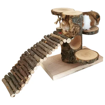 

Wooden Tree Trunk Hole Hamster Toy Wooden Ladder Hideouts Tree Hole Toy for Hamster Guinea Pig