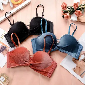 

Women Wire Free Velvet Cross Back Bra Sets Seamless Bra Panties Underwear Set Female Push Up Lingerie Sets