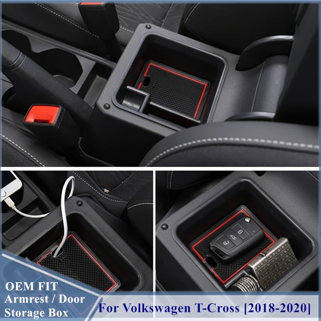 Car Armrest Storage Box For VW T-ROC Interior Armrest Storage Organizer  Tray With Anti-Slip Mat Glove Pallet Center Console - AliExpress