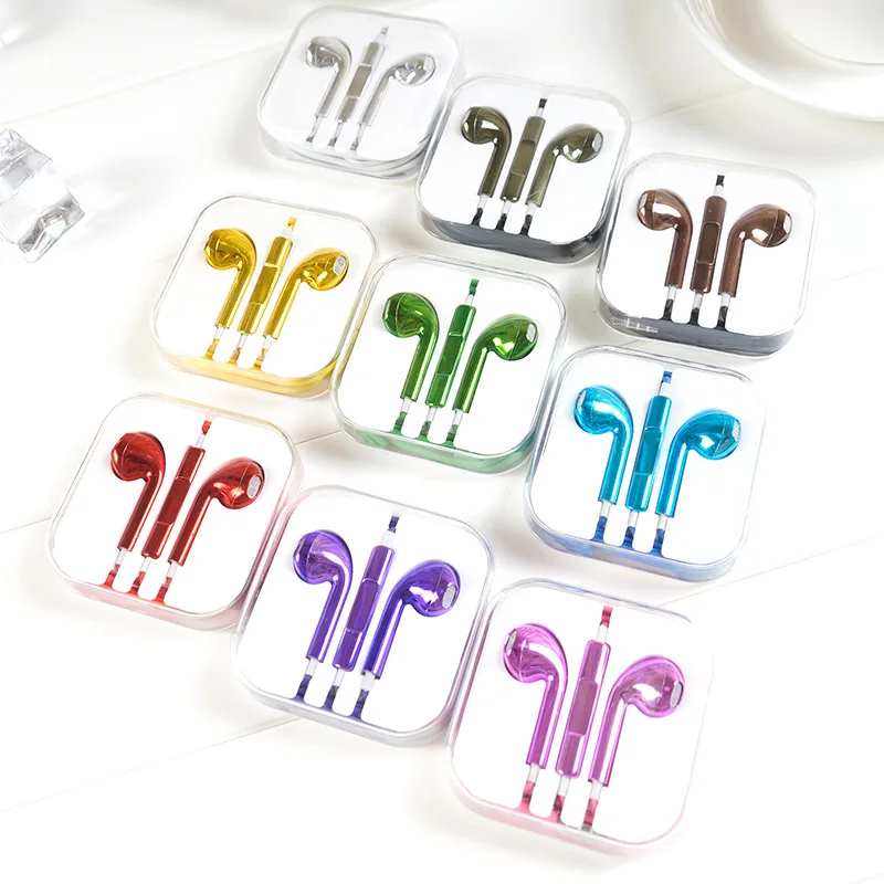 

Plating Colors Wired earphone Sports earphones 3.5mm in- ear Earphones Stereo With Mic for iPod iPad all smart cell phone