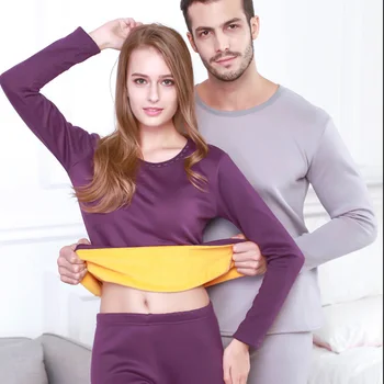 

1 Set Winter Thermal Underwear Men Women Long Sets Fleece Keep Warm In Cold Weather Size L To 3XL