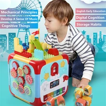 Cube de Puzzle créatif pour enfants, objet cognitif, moteur fin, illumination précoce de l'anglais, jouets musicaux Parent enfant, cadeau
