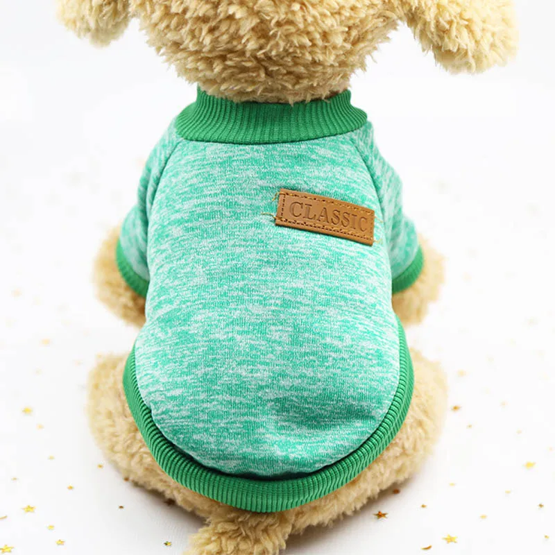 Классическая теплая одежда с принтом в виде собак Щенок Одежда для домашних животных, котов; свитер; куртка для мальчиков; зимнее пальто; модная мягкая для маленьких собак чихуахуа XS-2XL - Цвет: green