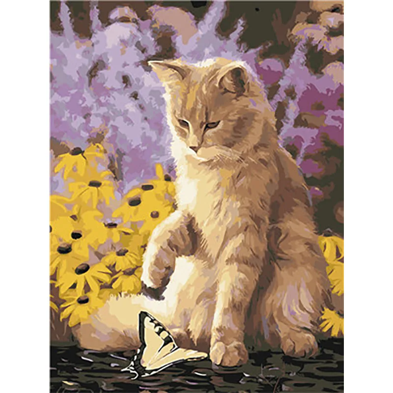 painting by numbers6 Кошка рамка животные Сделай Сам Набор для рисования по номерам Современная Настенная Художественная Картина Холст Краска для рисования Подарочная цифра для домашнего декора - Цвет: painting by numbers6