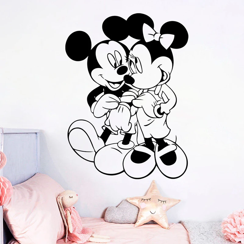 Cartoon Disney Mickey Minnie Mouse Wall Stickers DIY Design For Home Decoration Vinyl Art Removable Poster Mural Ornament Decals