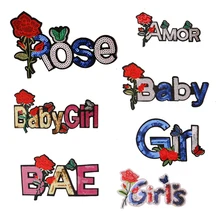 1 шт., для малышей, девочек, Amor, значки с блестками, вышитые железные нашивки для одежды, DIY, полосатая одежда, лоскутные наклейки, значки на заказ