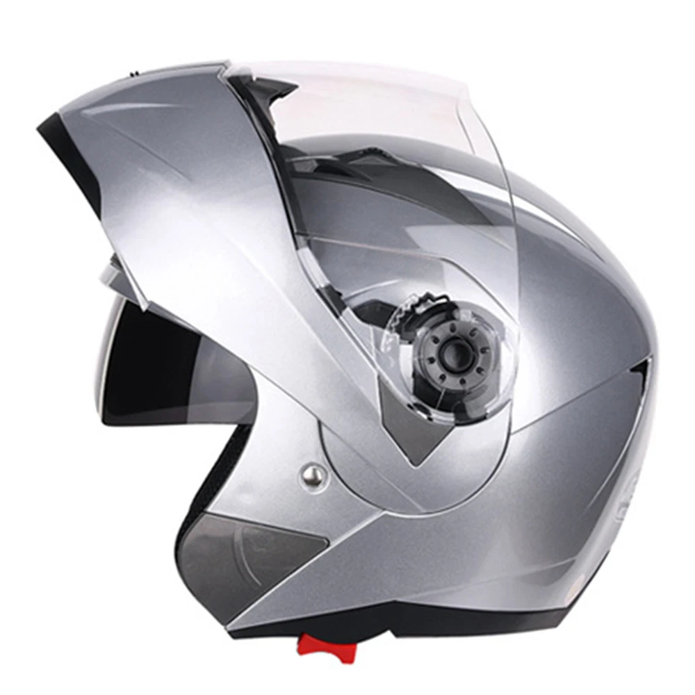 JIEKAI, черный мотоциклетный шлем Helme для мотокросса, мужской шлем с откидным козырьком, модульный мотоциклетный шлем для верховой езды - Цвет: Серебристый