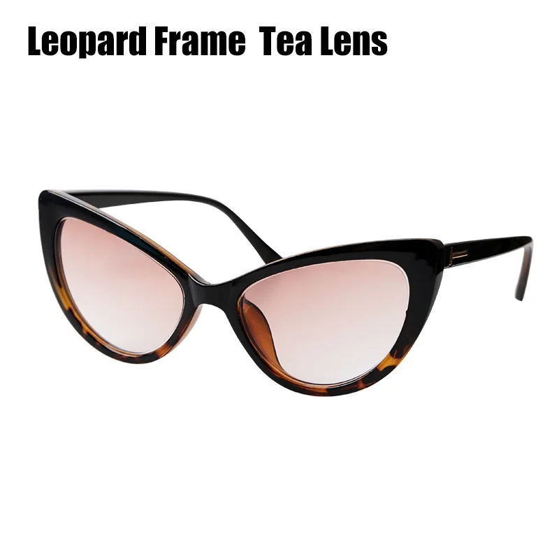 SOOLALA очки для чтения «кошачий глаз» женские и мужские большие очки для чтения+ 0,5 0,75 1,25 1,75 2,25 до 4,0 пользовательские очки для пресбиопии - Цвет оправы: Leopard with Tea Len