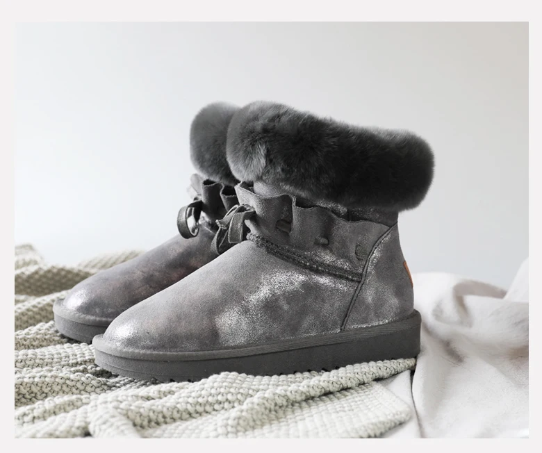 Australia's most fashionable short bow shoes in, real cowhide, natural wool, the highest quality snow boots