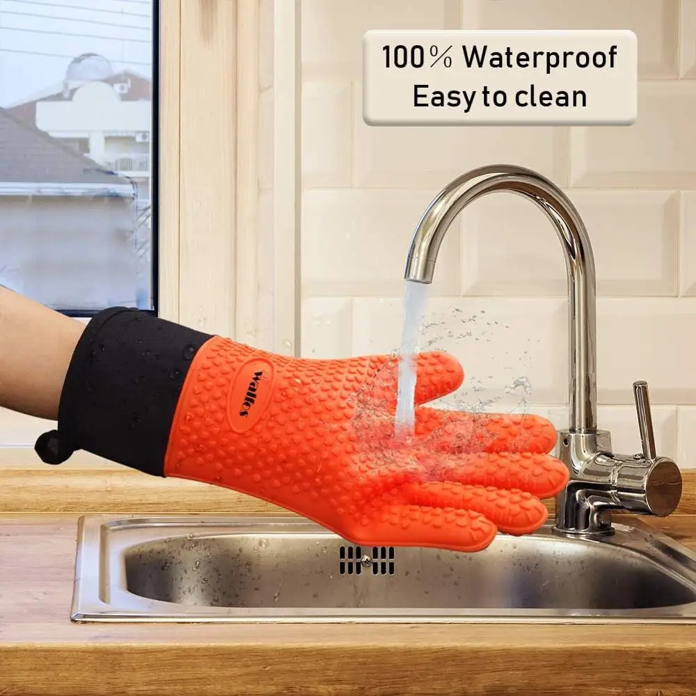 1 Piece Long Silicone Kitchen Gloves-BBQ Grill Gloves Heat Resistant Cooking Gloves For Grilling Oven Mitts