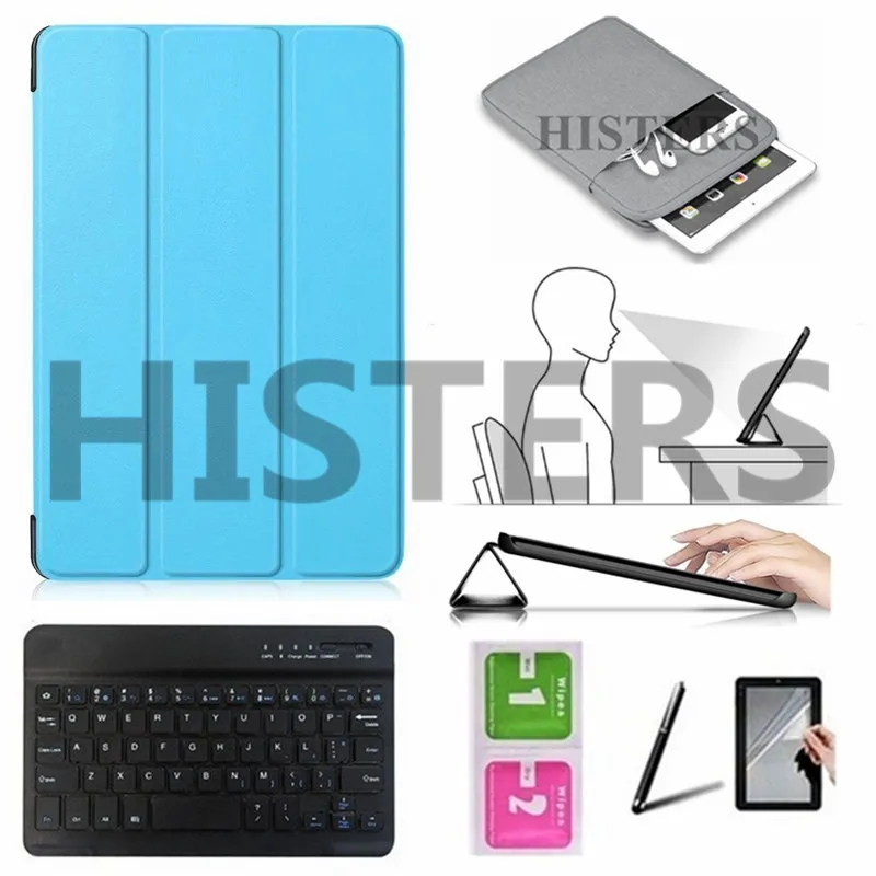 Аксессуары для iPad Pro 10,5 A1709 A1701 смарт-чехол для сна+ Bluetooth клавиатура+ чехол+ пленка+ стилус+ салфетки - Цвет: BK10-LB