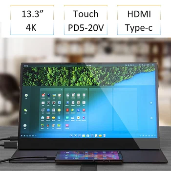 

13.3 Inch 4K HDR10 HDMI Type-c Touch Monitor For Smart Phone Switch PS4 NS Laptop IPS OGS Touch Screen With Speaker VESA