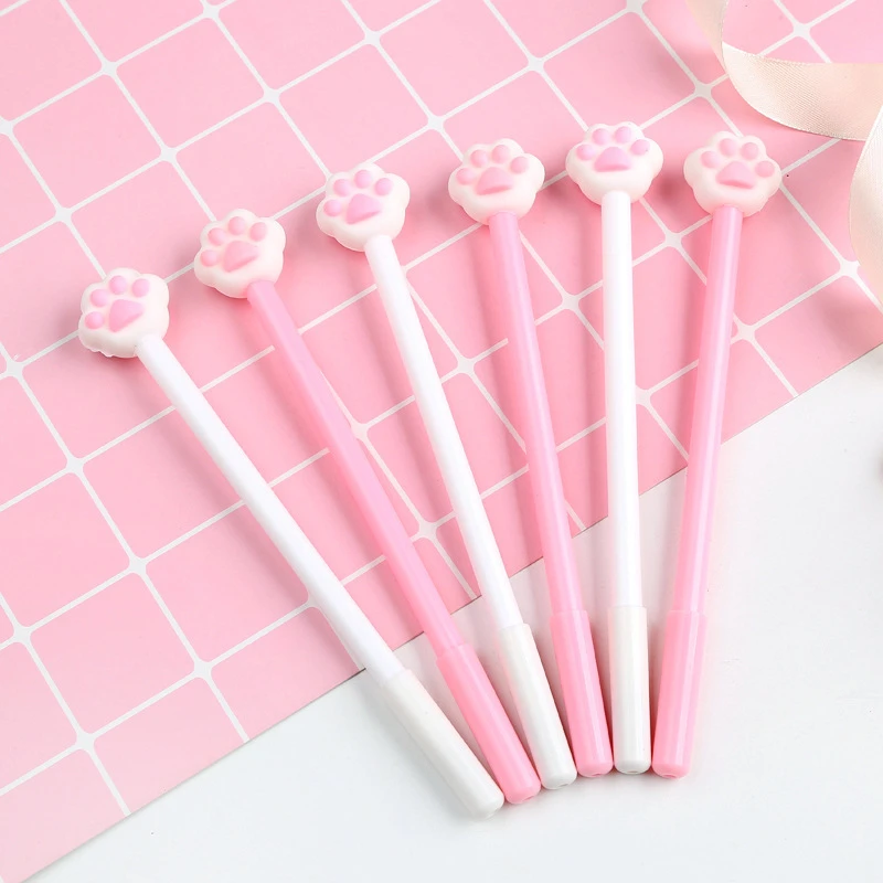 2pcs 0.5mm Cute Kawaii Cat paw Gel Pen Signature Pens  For Office School Writing Supplies Stationery Gift 2pcs set toilet seat top fix seat hinge hole fixings well nut screws rubber back to wall toilet cover screw cover plate supplies