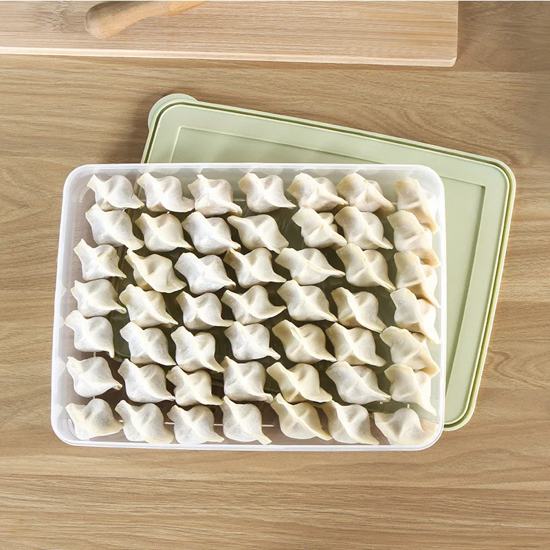 

1PC Refrigerator Fresh Eggs Storage Case Food Container No Divide Kitchen Storage Box Dumpling Clear Container Box Kitchen Items