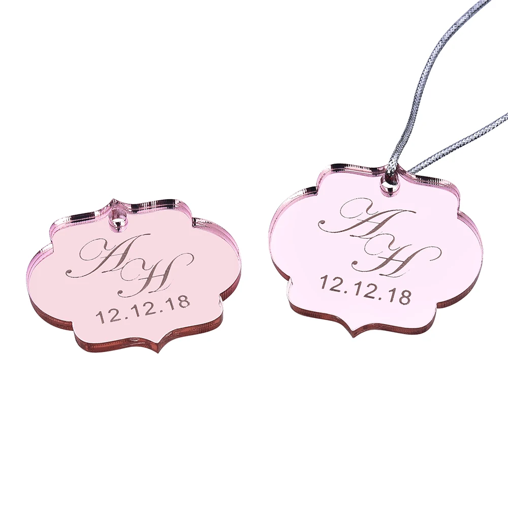 12 шт. персонализированное гравированное зеркало, розовое золото облако ребенок душ надписи имя карты метки Свадебные бирки вечерние подарки сувениры логотип - Цвет: Style4 With Hole