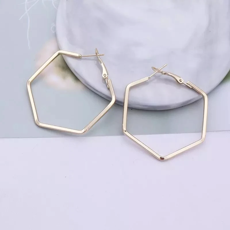 Hexagon gold S Модные ювелирные изделия в стиле панк, Гладкие большие серьги-кольца для женщин, женские большие геометрические массивные серьги-кольца, подарки, серьги для женщин - Окраска металла: Hexagon gold S