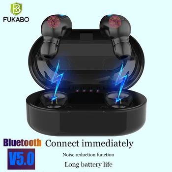 

5.0 True Wireless Bluetooth Headphones Earbuds Touch Waterproof Sports Earpiece 3D Stereo Sound headsets with ( Charging Box )