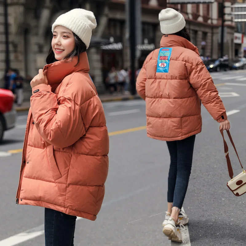 

2019 down Jacket Cotton-padded Clothes Women's Korean-style New Style Loose And Plus-sized Thick Bread Cotton Coat Students Stan