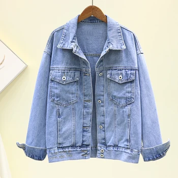 

Spring Autumn Harajuku Denim Jacket Women Student Outerwear Big size Loose Vintage Korean Short Female Jeans Jacket Basic Coat
