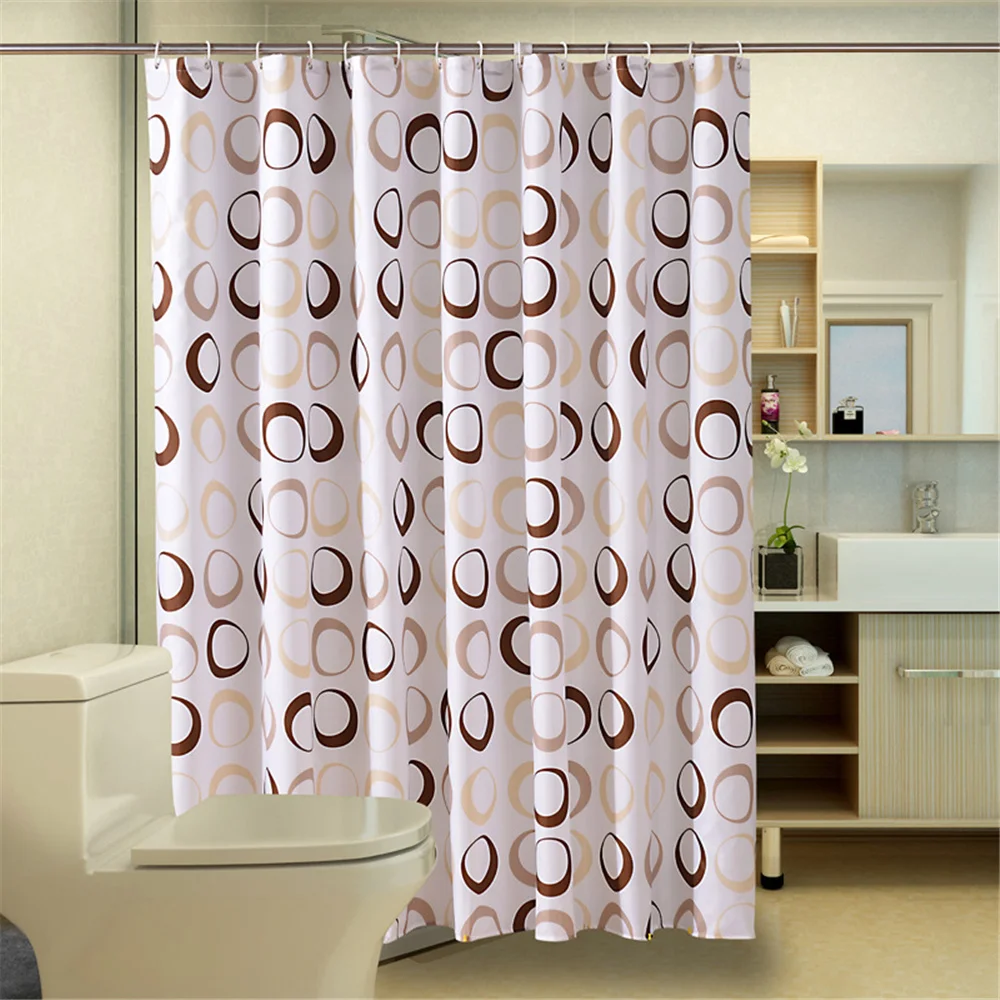 Waterproof Polyester Fabric Various Pattern & 12 Hooks Bathroom Shower Curtain