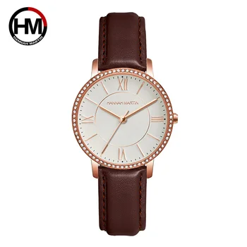 

Relogio Feminino Luxury Brand Watch Women's Quartz Watches Rose Gold Leather Brand Ladies Wrist Crystal Watches Waterproof Clock