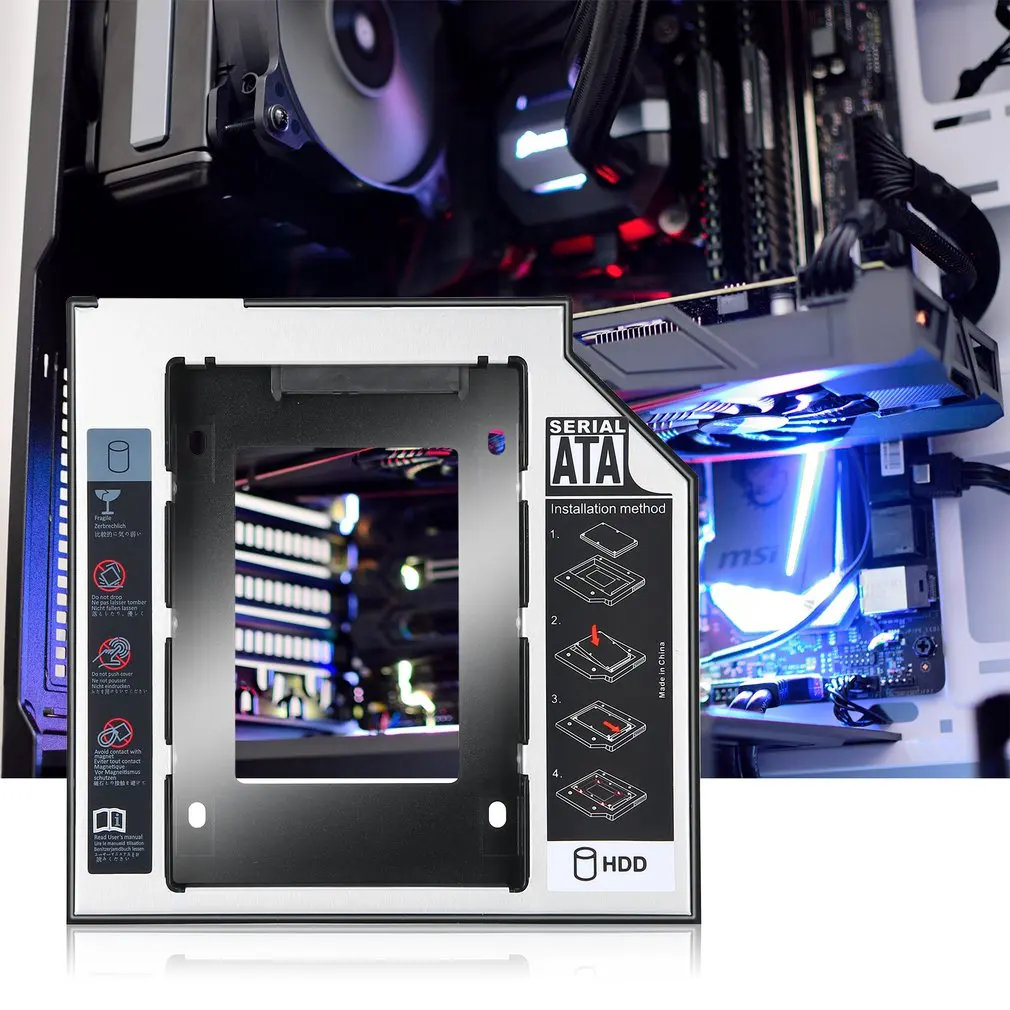 Универсальный 2,5 2-й 9,5 мм твердотельный накопитель HD SATA жесткий диск HDD Кассетный модуль-адаптер для Cd Dvd Rom Оптический отсек