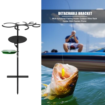 

Practical Detachable Carbon Steel Ground Rack Multi-functional Fishing Wine Beer Drinks Cup Bottle Metal Holder Support