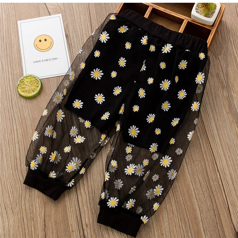Fashion Summer Girls Kids Loose Pants Thin Anti-mosquito Pants Toodler Flowers Leggings Casual Baby Children Wide 1-6 girls pants kids pants girls trousers