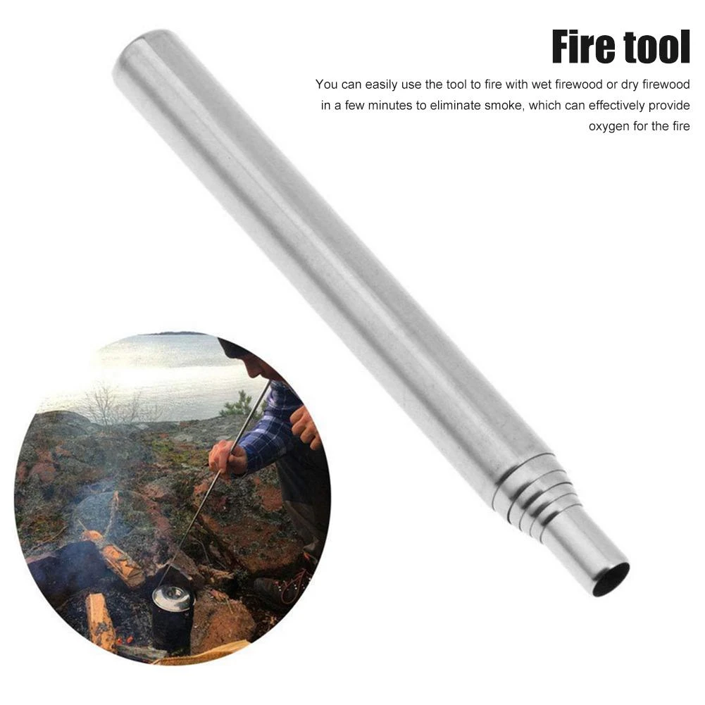 2PCS/set Outdoor Blow Fire Tube Tool Gear Fire Bellow Collapsible