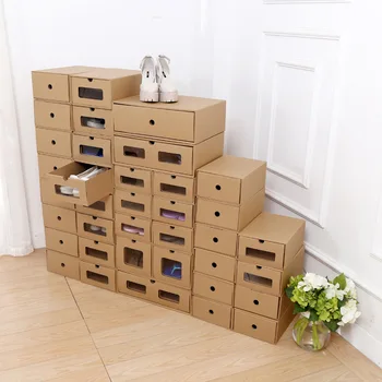 

Kraft Paper Can Be Stacked Drawer Shoe Box Organizer Men Women Kids Shoes Storage Boots Sneakers Dustproof Finishing s