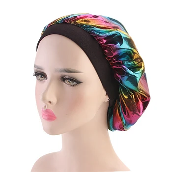 

Chemotherapy Salon Shower Soft Fashion Women Night Cap Sleeping Hat Ladies Elastic Hair Care Wide Band Turban Bonnet Head Cover