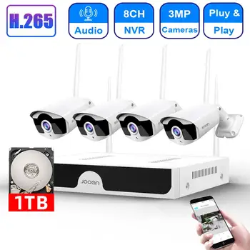 

CCTV Camera System Wireless HD 8CH NVR 3MP Wifi Camera Kit Audio Video Surveillance Home Security Set 1TB Hard Drive Disk