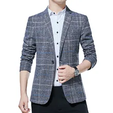 Blazer men's British style slim thick size 5XL autumn blue suit jacket Plus size one button fashion professional suit coat Blazer men's British style slim thick size 5XL autumn blue suit jacket Plus size one button fashion professional suit coat