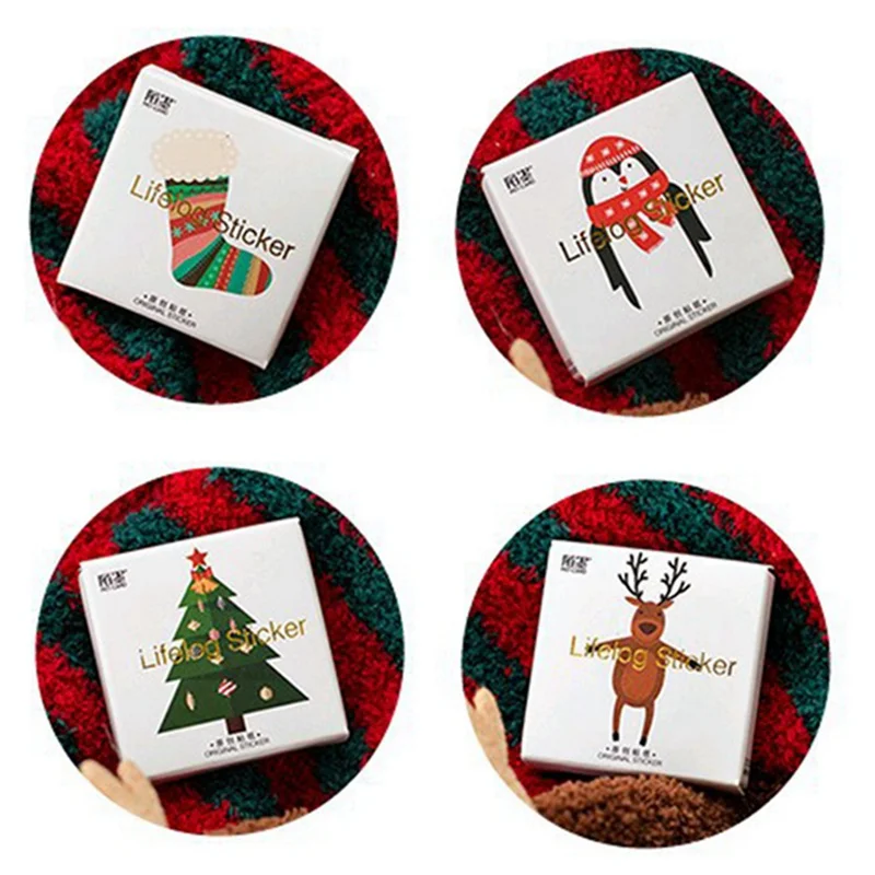 

100Pcs/Pack Christmas Holiday Santa Claus Paper Stickers Diary Scrapbooking Label for Gift Wrapping Journal Day Planner