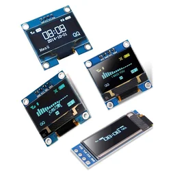 Tela lcd para arduino, oled iic branco, amarelo, azul, azul, módulo i2c ssd1306 de 0, 91 polegadas, 12864 polegadas