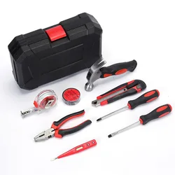 Boîte à outils pour réparation de sacs à outils, ensemble d'outils manuels avec tournevis à bande marteau 