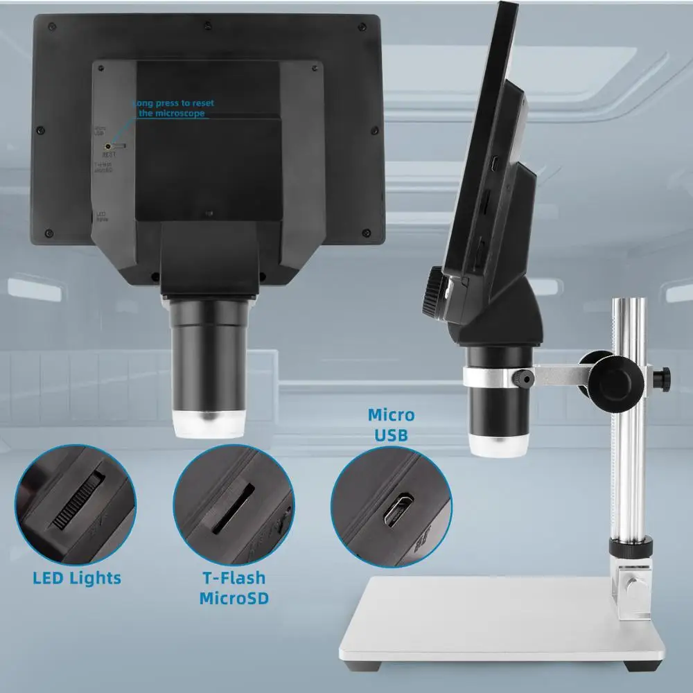 RIEVBCAU 7'' Coin Microscope DM9-H 1200X Digital Microscopes 16MP HD Scope  Soldering Repair Tool Coin Magnifier with 8.5inch Sta