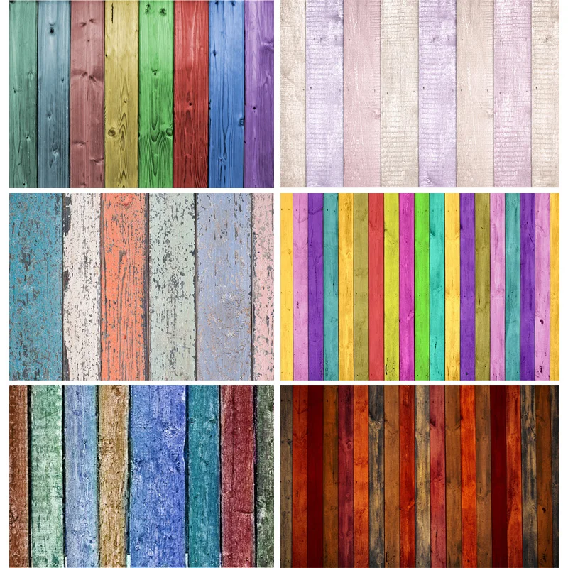 

SHENGYONGBAO Art Fabric Colored Wood Board Photography Backdrops Props Wooden Plank Floor Photo Studio Background 20925CS-09