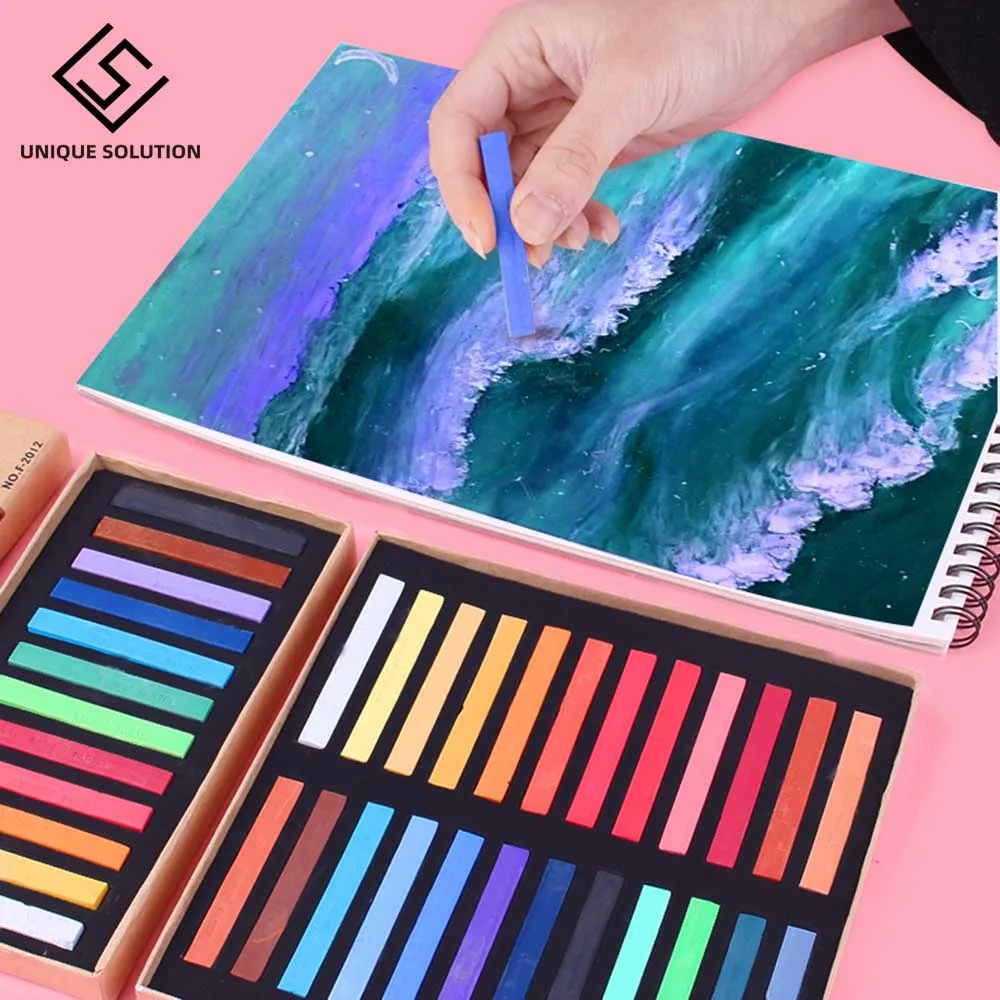 Soft Pastels 12/24/36/48 Colors Set Length Square Chalk Vivid Crayon 