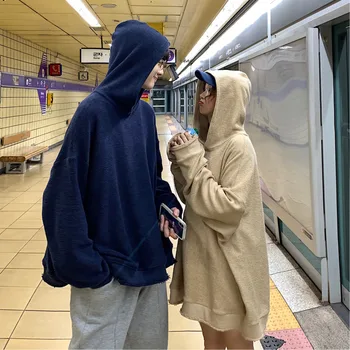 

Men's Sweatshirt 2019 Autumn and Winter New Loose Solid Color Hooded Sweatshirt Youth Personality Fashion Trend Men's Wear