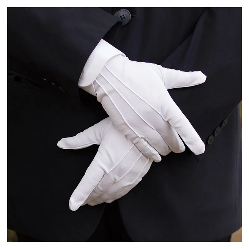 Newest Solid Local Stock 1 Pair Men New White Tuxedo Gloves Formal Uniform Guard Band Butler | Аксессуары для одежды