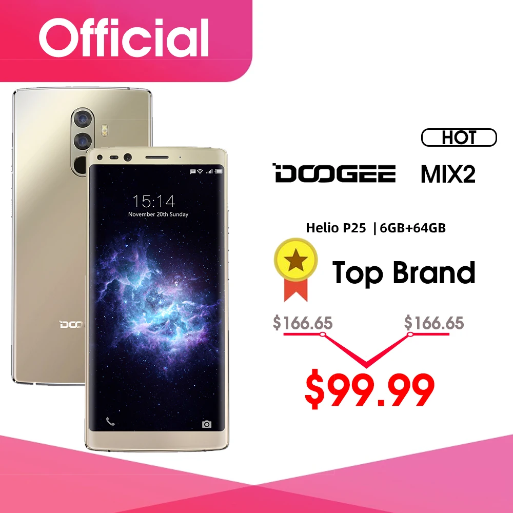 DOOGEE Mix 2 6GB RAM 64GB ROM Helio P25 Octa Core 5.99